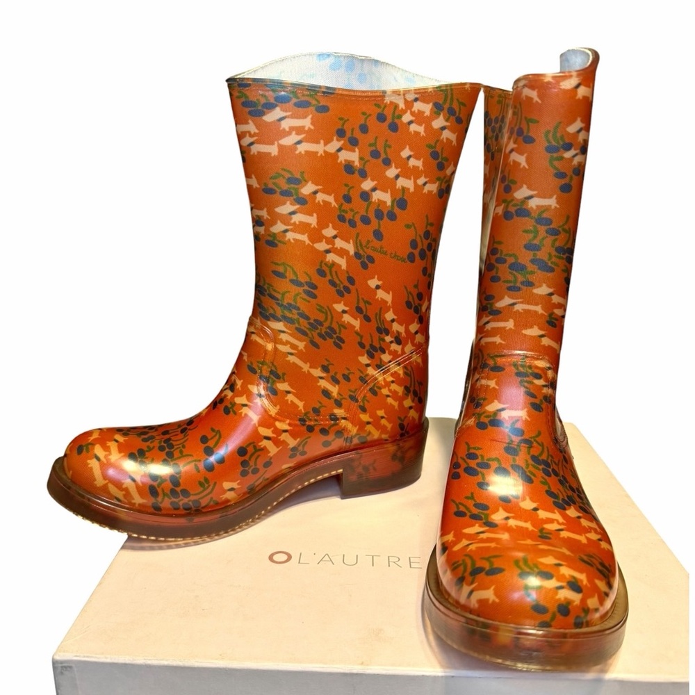 L'AUTRE CHOSE ☆ Cherry & Dog PVC Rain Boots ☆ Made in Italy ☆ NEW IN BOX